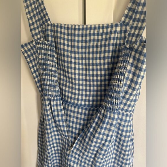 NEW Reformation Brigitte Linen Dress Blue and White Gingham Azure Check | size 2 - Picture 12 of 12
